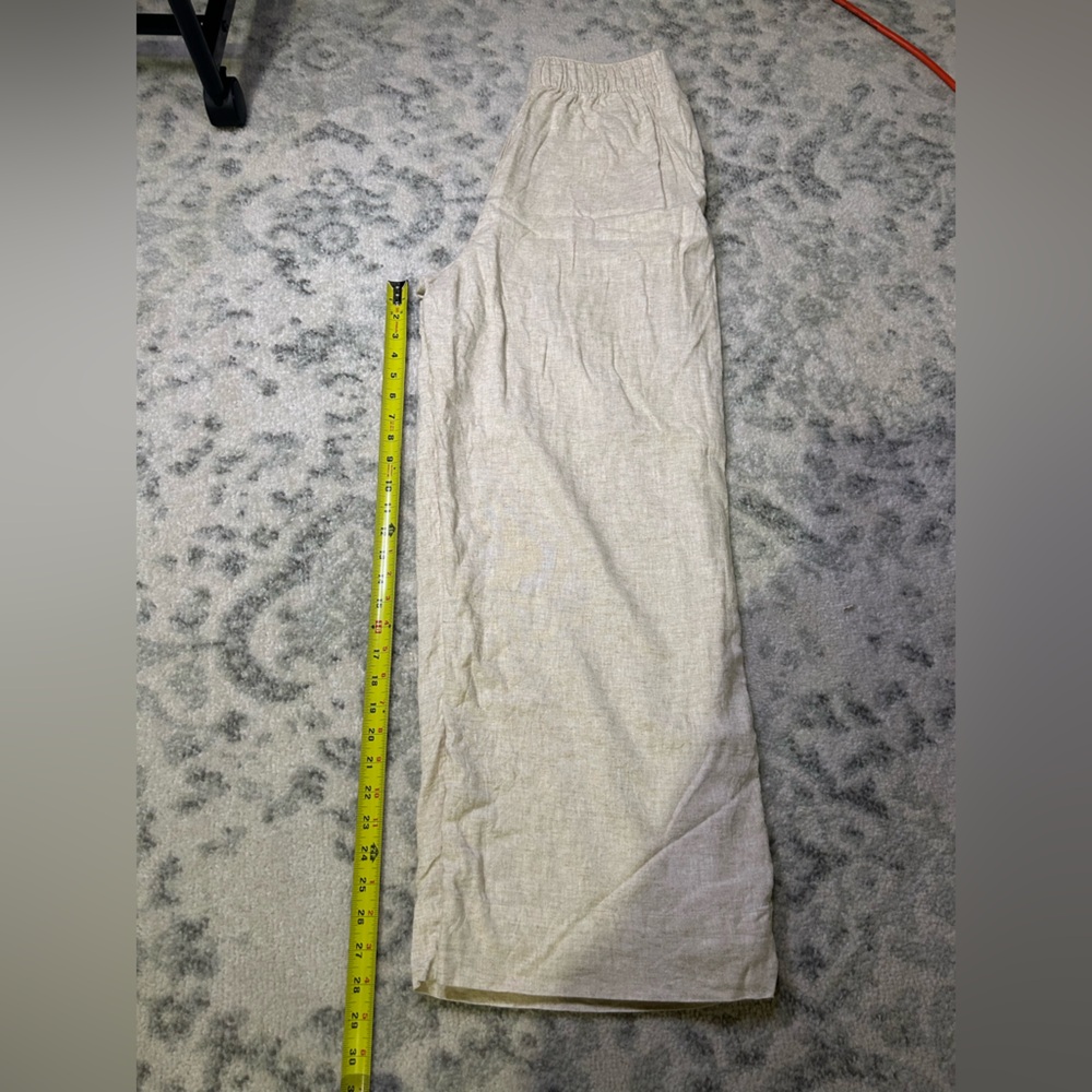 Oatmeal Wide Leg Linen Pants Lined Abercrombie Medium - Picture 7 of 10